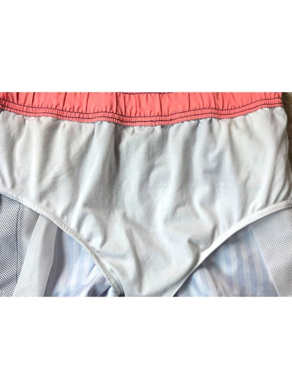 Boys Cat & Jack Large Swim Trunks Blue & White Striped Elastic Waist Mesh Lining